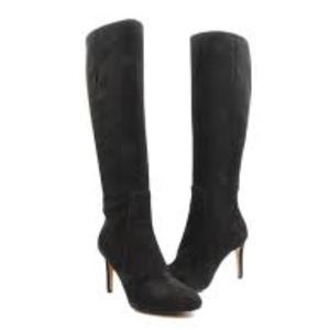 NineWest Passtime Black Suede Heel Tall Boots